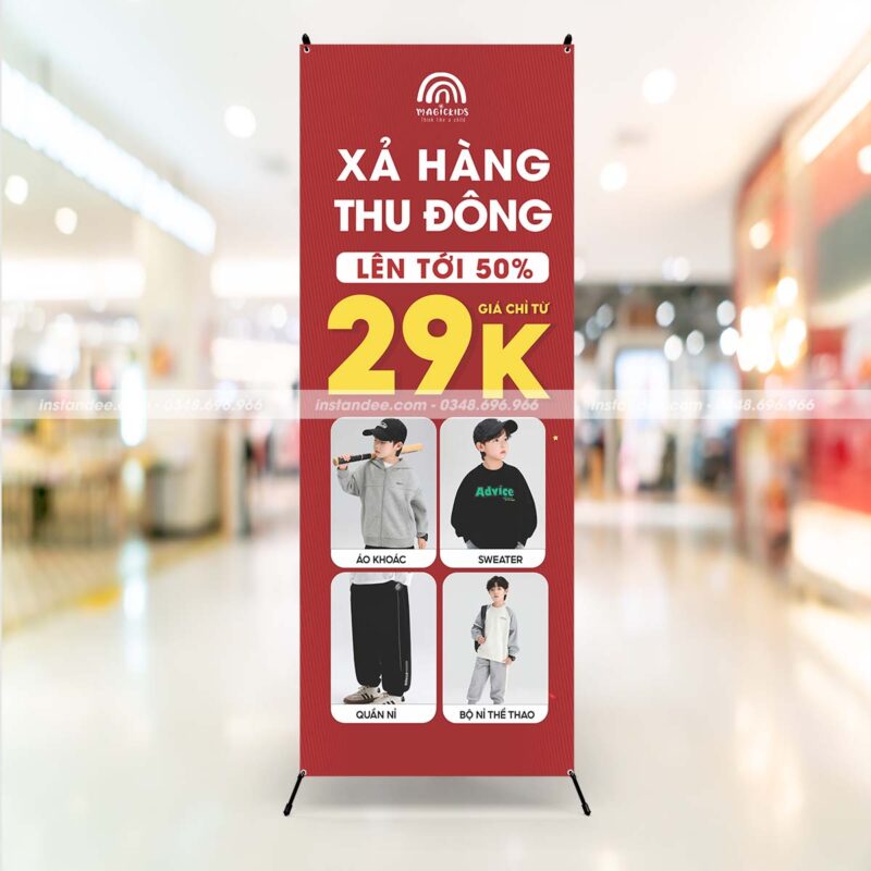 In standee chân X - Kích thước 60x160cm