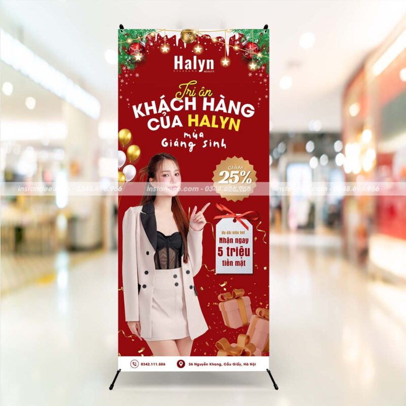 In standee chân X - Kích thước 80x180cm