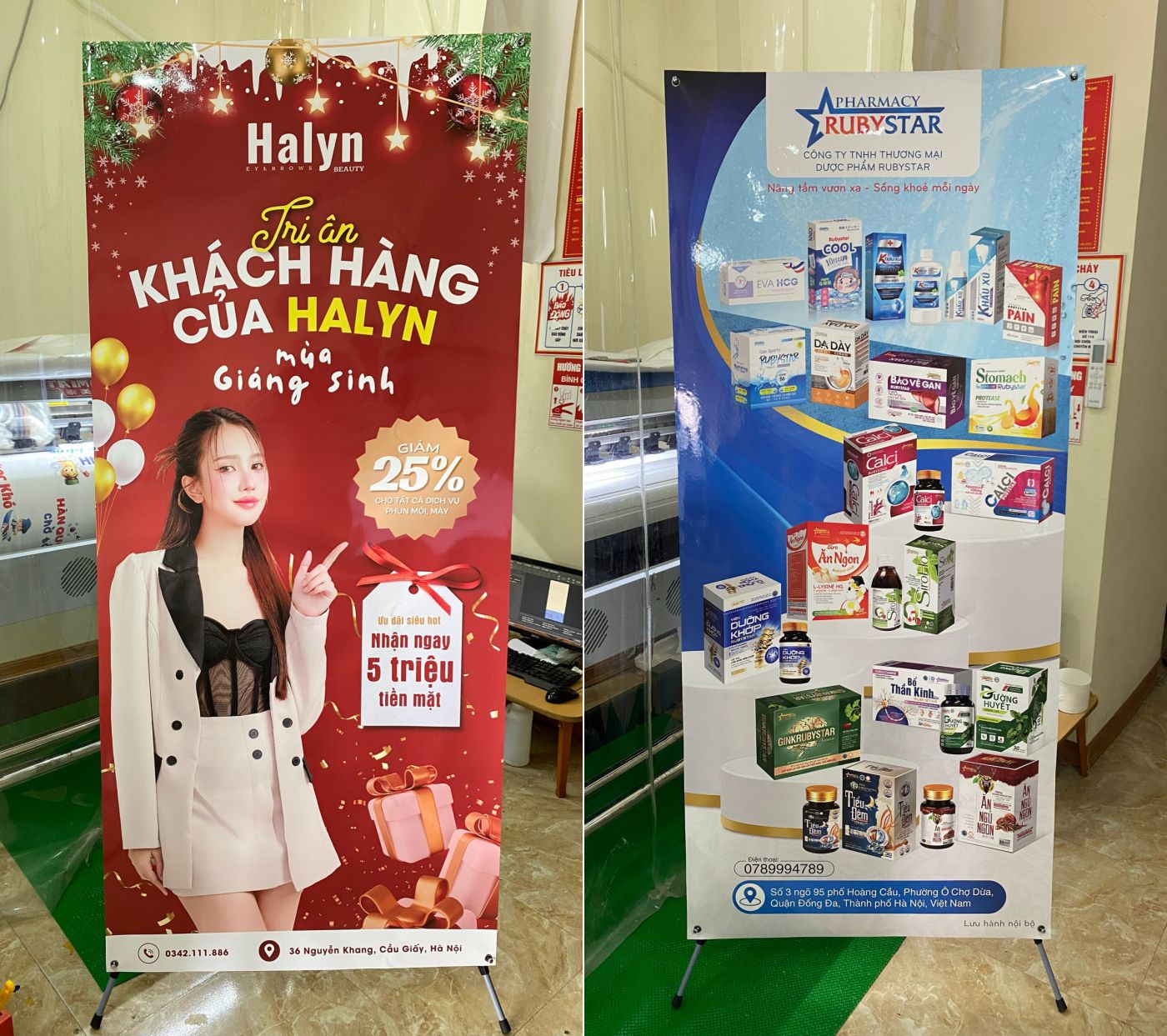 In Standee chân X cường lực kt 80x180cm