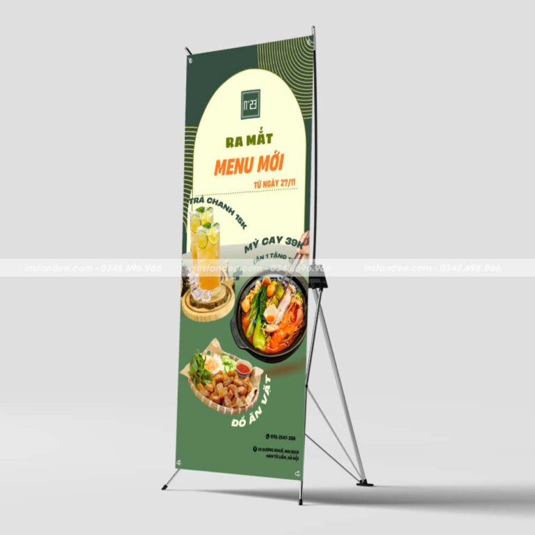 Combo In Standee 0.8x1.8m Kèm Chân X Thường Giá Tốt 2026