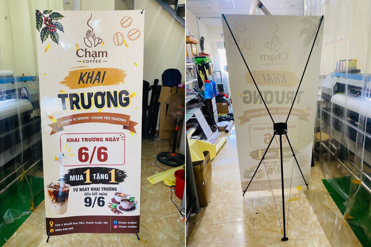 In Standee 80x180cm kèm chân X thường