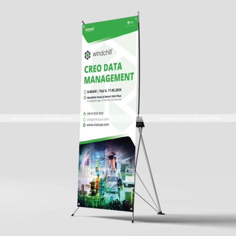In Standee chân X cường lực