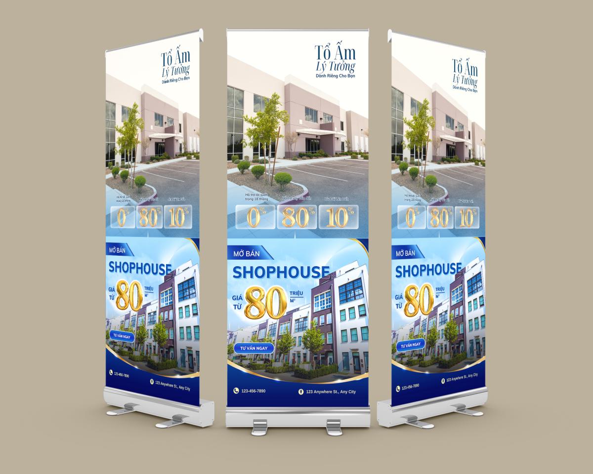 Mẫu standee bất động sản mở bán shophouse