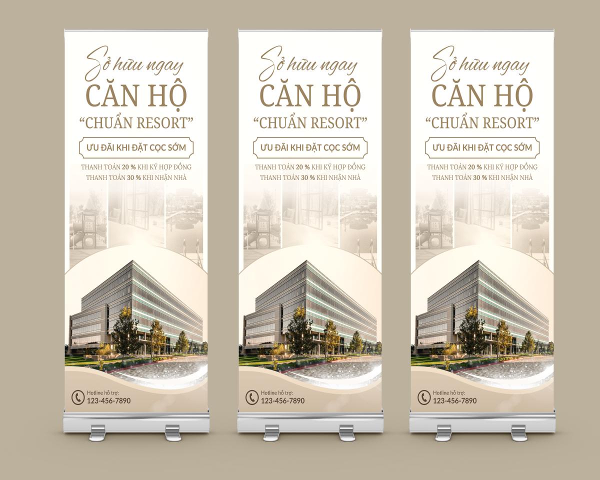 Mẫu standee bất động sản mở bán resort siêu đẹp