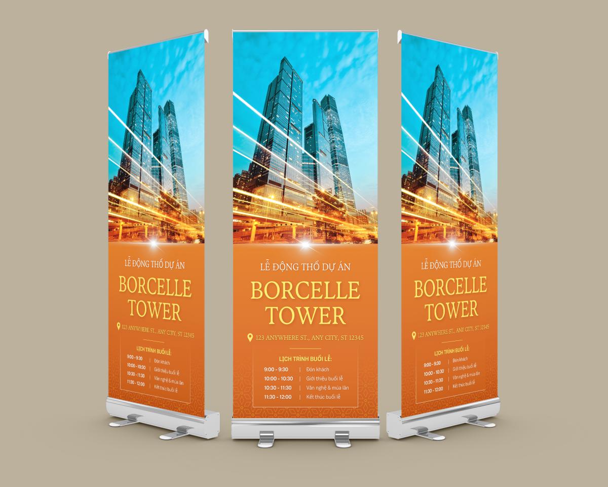 Mẫu standee bất động sản showroom, lễ ra mắt