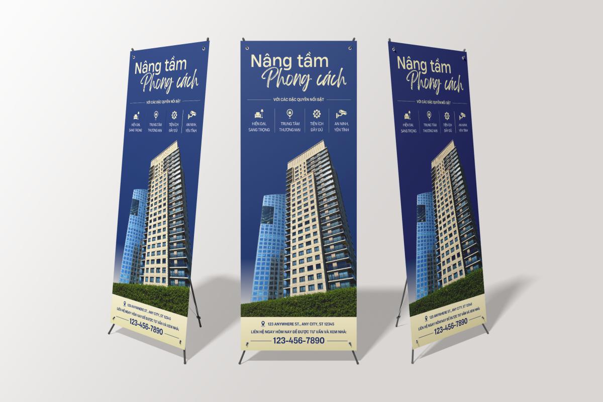Mẫu standee bất động sản sự kiện mở bán