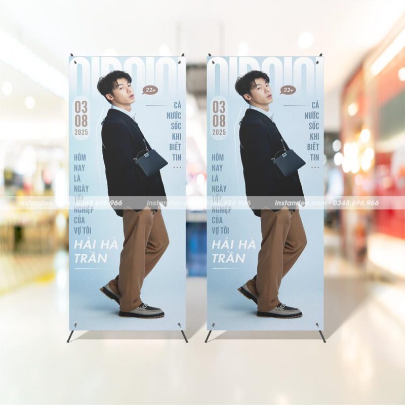in standee tốt nghiệp chân X 60x160cm