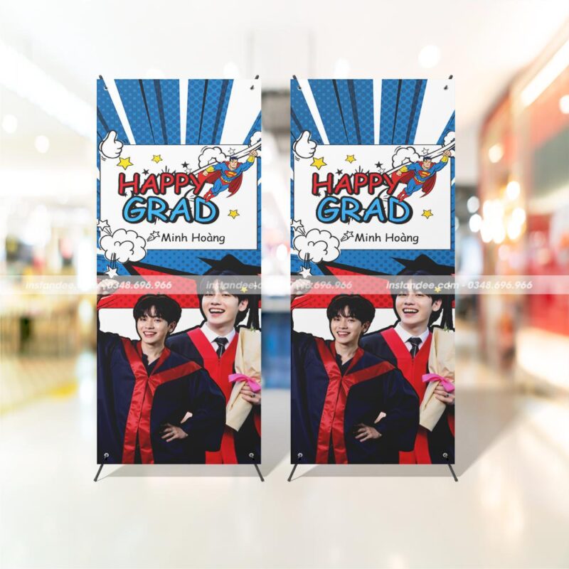 in standee tốt nghiệp chân X 60x160cm happy graduation happy grad