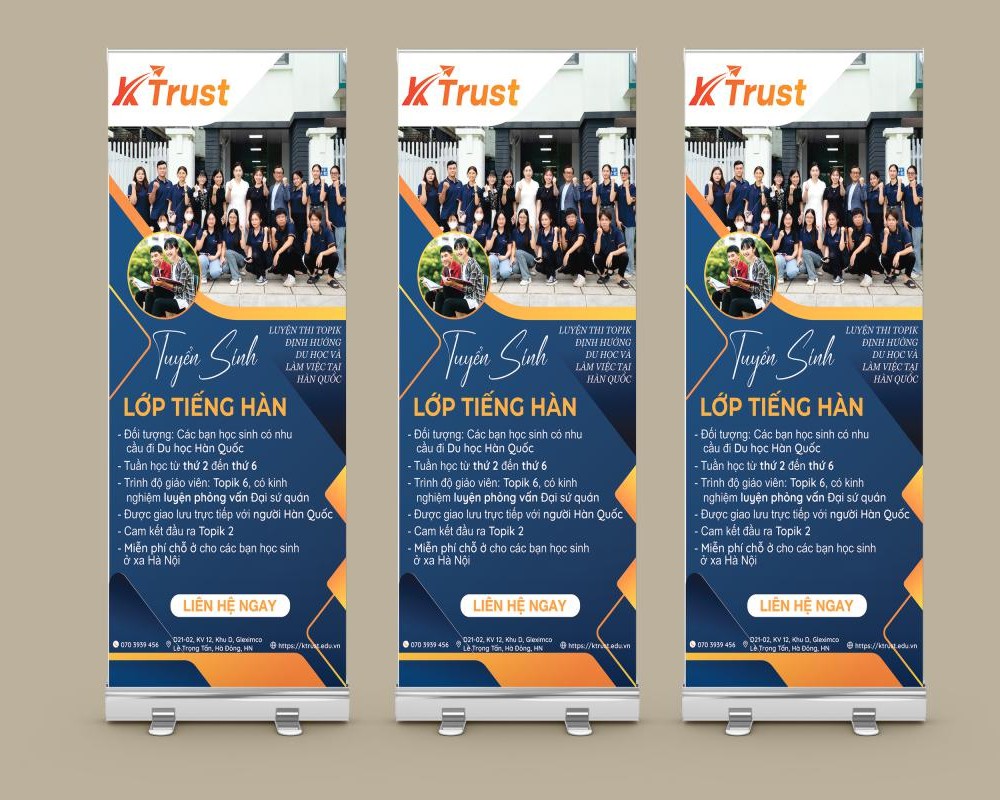 Standee du học Hàn Quốc trung tâm KTrust standee du học hàn dành cho sự kiện