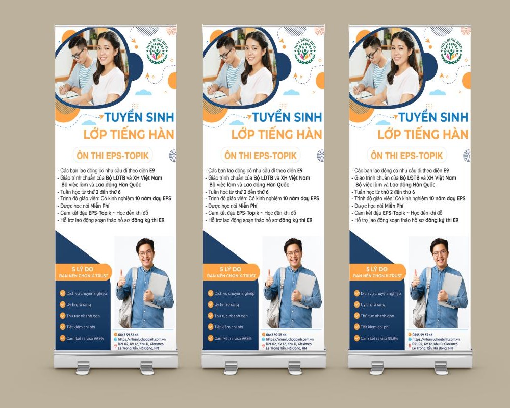 Standee du học Hàn Quốc đẹp standee du học hàn đẹp