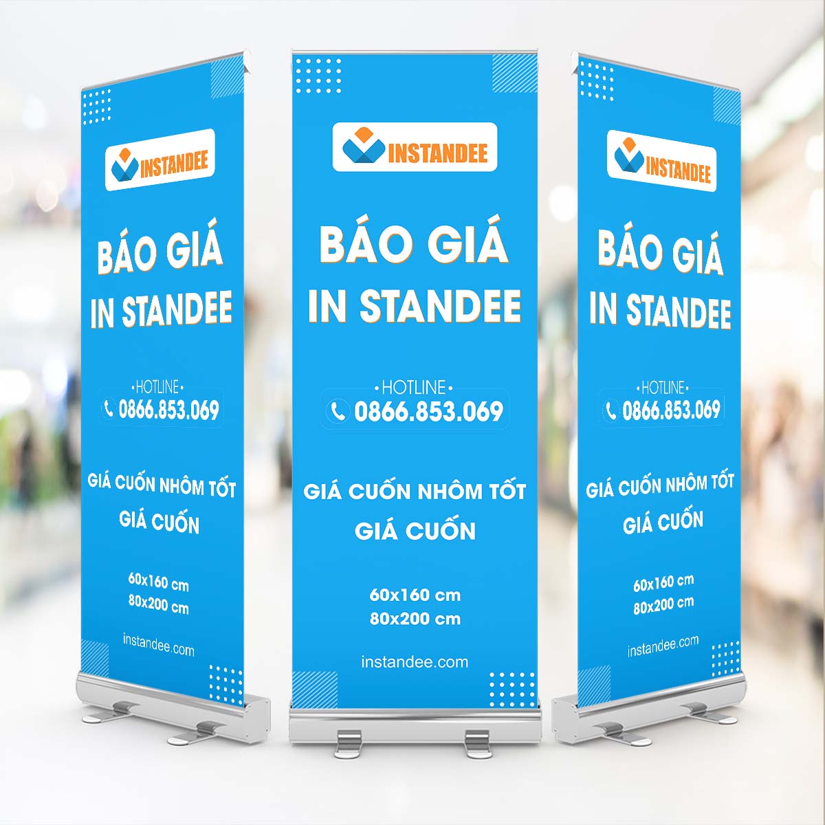 Giá in standee cuốn nhôm