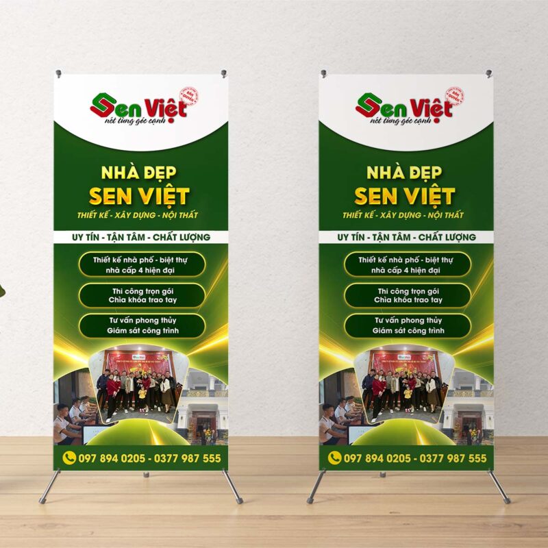 Standee giới thiệu dịch vụ thiết kế và xây dựng Sen Việt