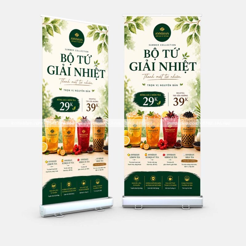 In Standee Cuốn Cho Cửa Hàng Trà Sữa ANNSHAN