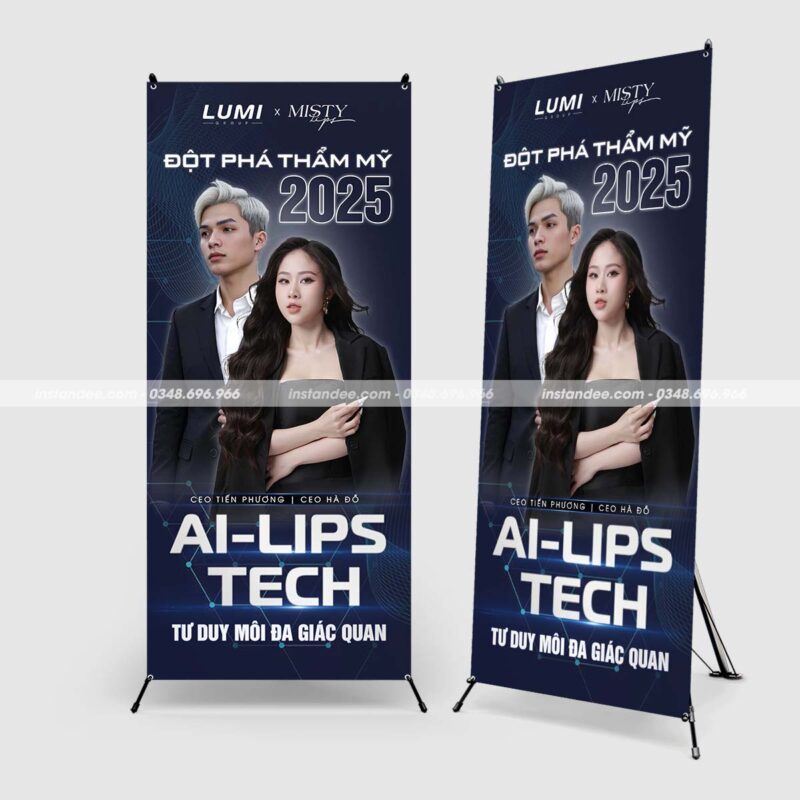 In standee chữ X cho sự kiện thẩm mỹ