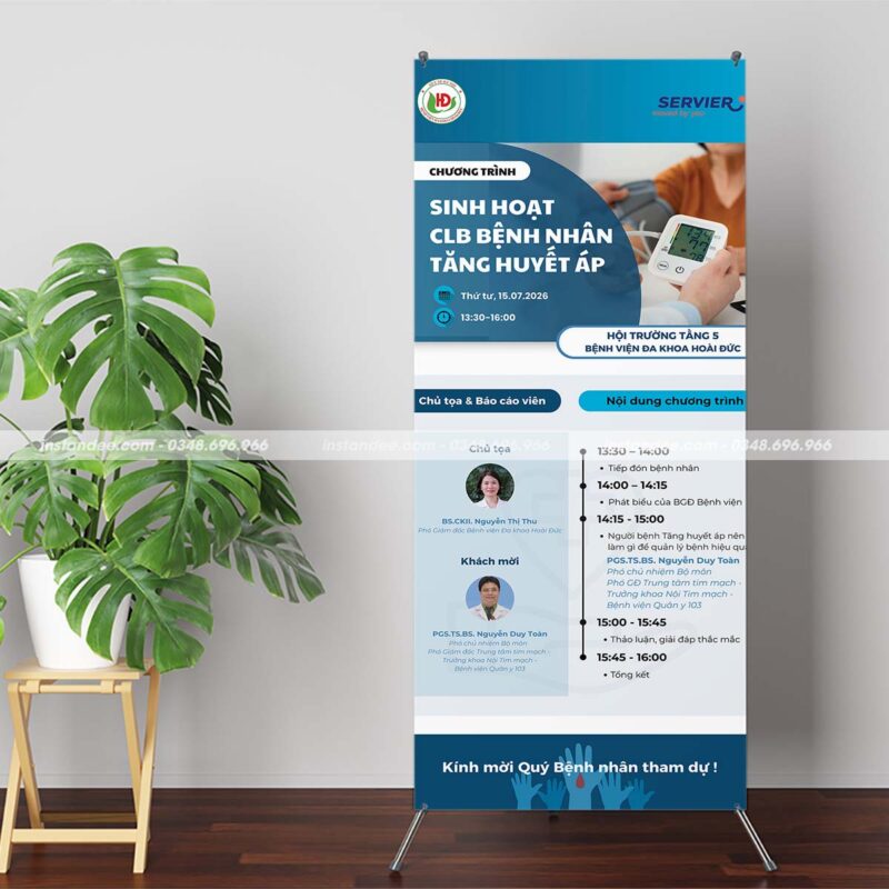 In standee cho CLB Bệnh Nhân Tăng Huyết Áp