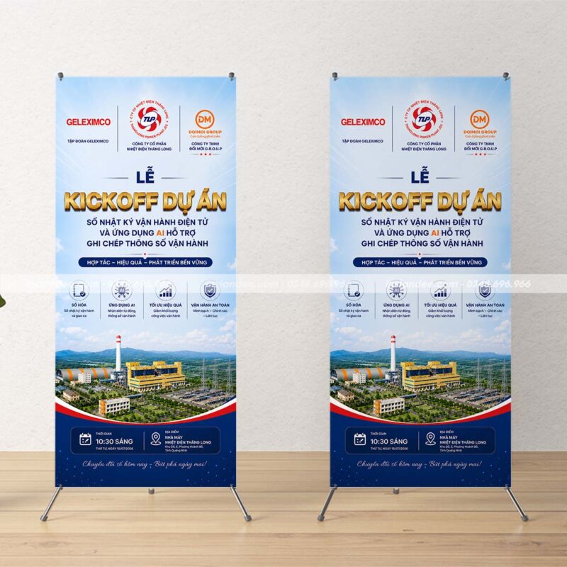 In standee lễ Kickoff dự án Chuyển đổi số Nhà máy Nhiệt Điện Thăng Long