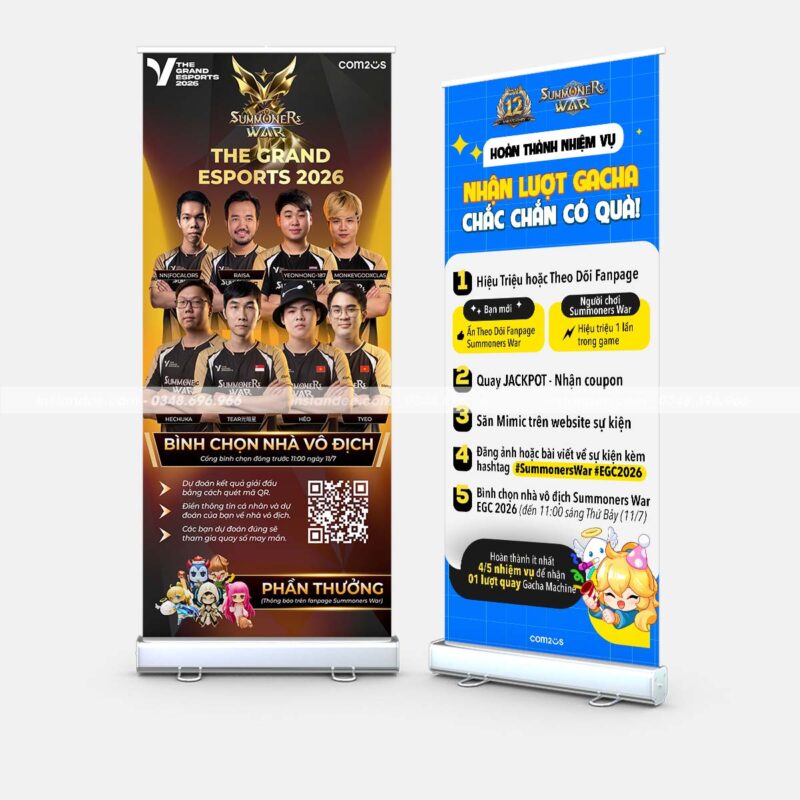 In standee sự kiện game The Grand Esports 2026