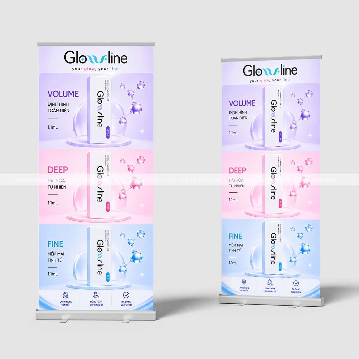 In standee cuốn giới thiệu sản phẩm của Glowline