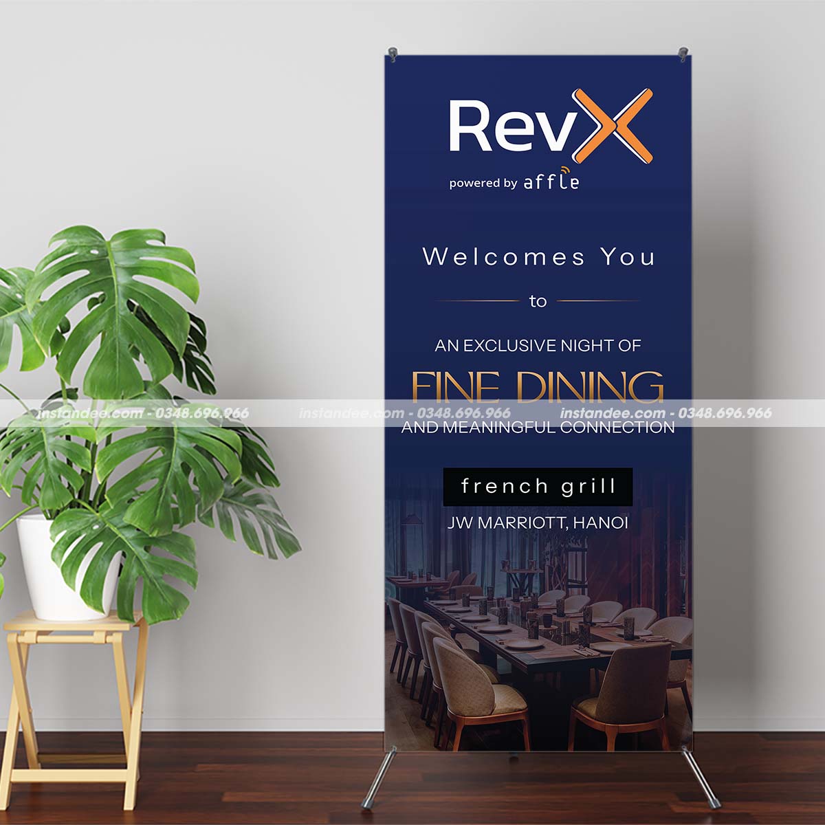 In standee chữ X cho sự kiện RevX - Fine Dining & Meaningful Connection
